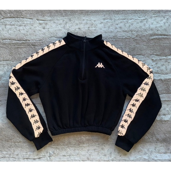 Kappa Reflective Cropped Pullover Sweatshirt in Black Size S - Picture 4 of 8